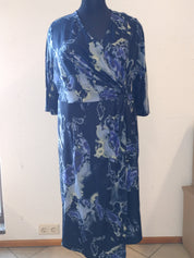 (U29) Ulla Popken Kleid Blau mit Muster 801624 185