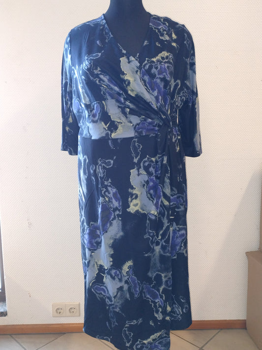 (U29) Ulla Popken Kleid Blau mit Muster 801624 185