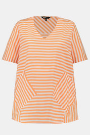 (U24) Ulla Popken Bluse Orange/weiß gestreift 794054 650