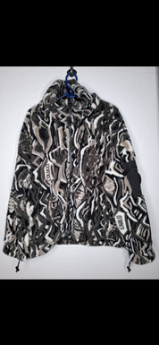 (194) Carlo Colucci Teddy Jacke schwarz weiß muster unisex Reißverschluss (!)