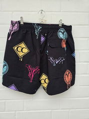 (Stange2) Carlo Colucci Badehose schwarz bunte Muster Gr S