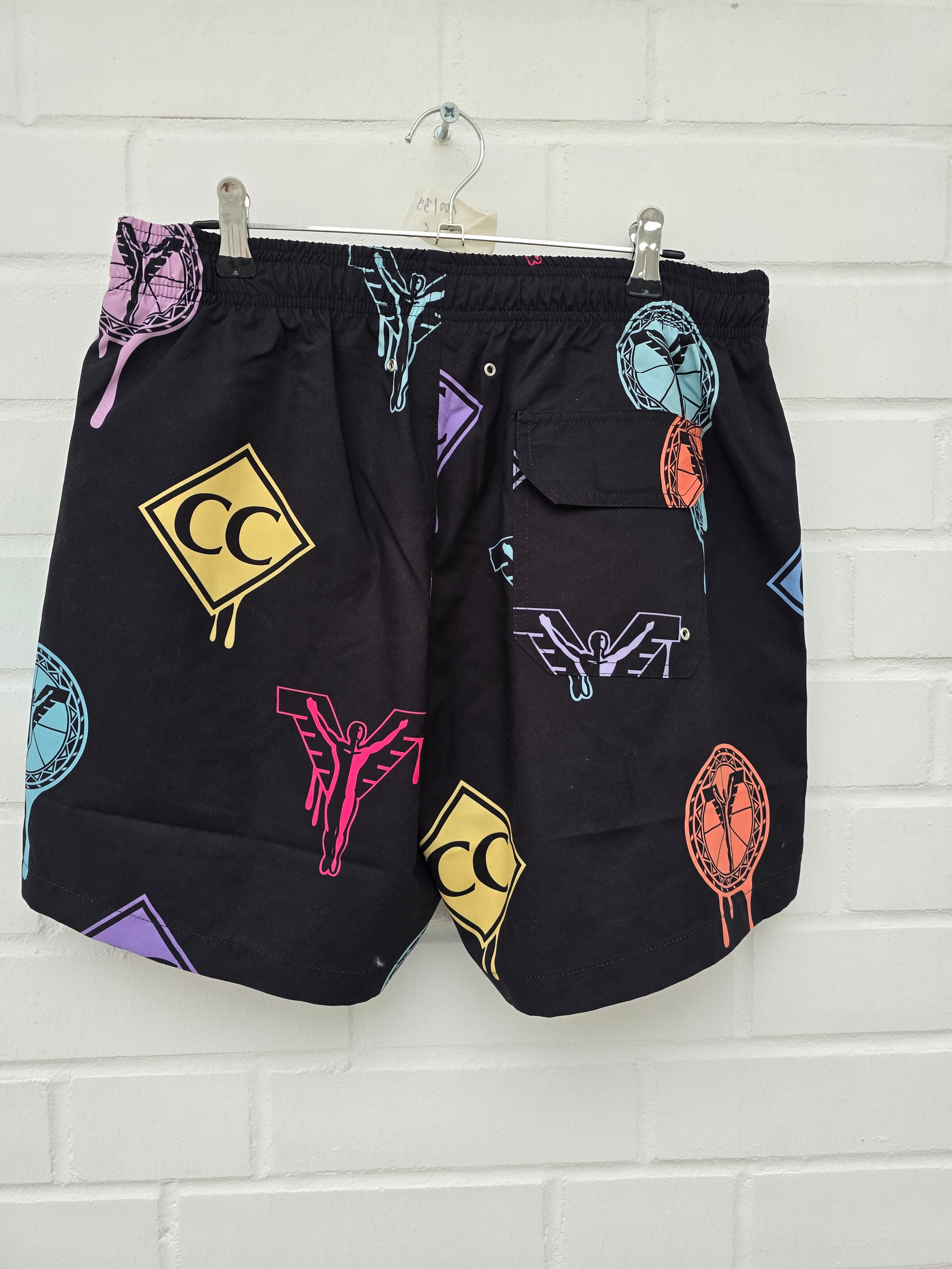 (Stange2) Carlo Colucci Badehose schwarz bunte Muster Gr S