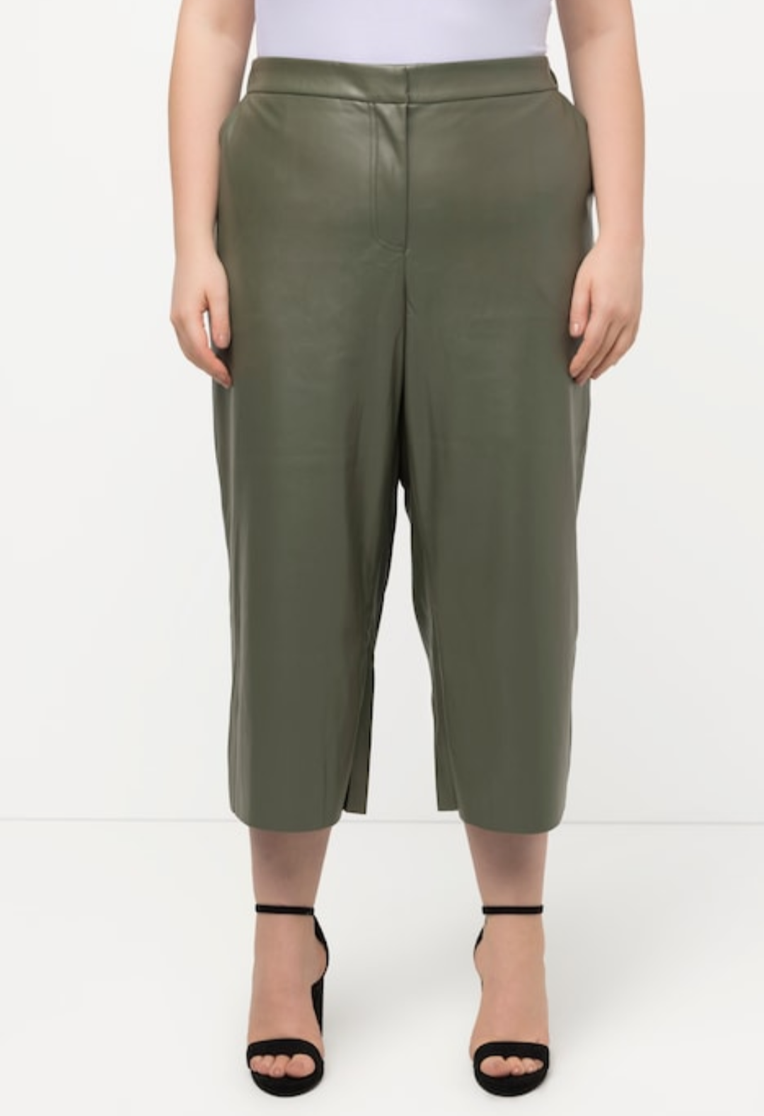 (U12) Ulla Popken Hose grün Leder 800679 111
