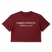 Carlo Colucci Crop Tshirt dunkelrot bordeaux
