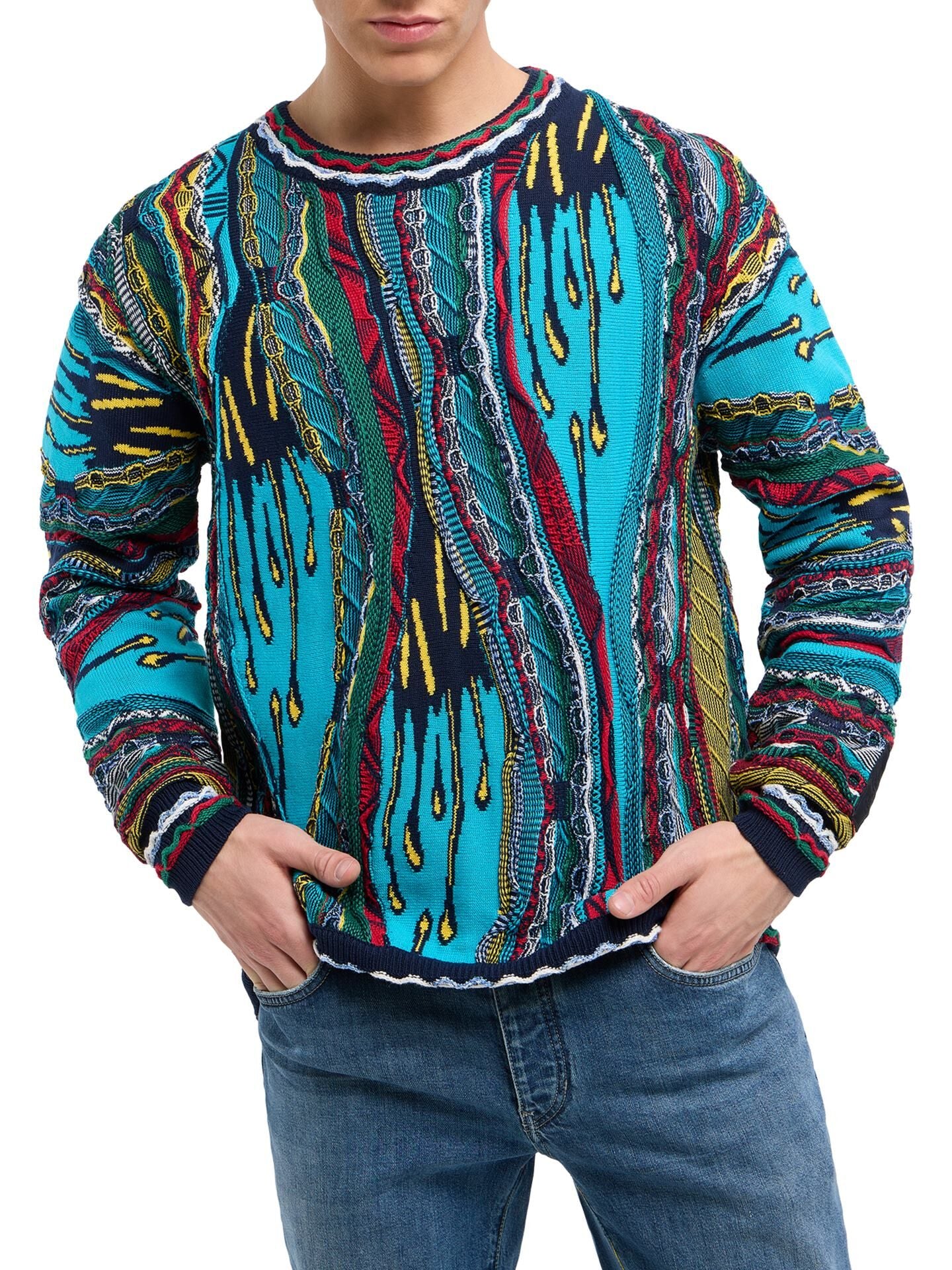 (158) Carlo Colucci 3D Strickpullover Pullover bunt C12508 COL 171