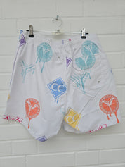 (Stange2) Carlo Colucci Badehose Nadeshort weiß bunte Muster Gr L