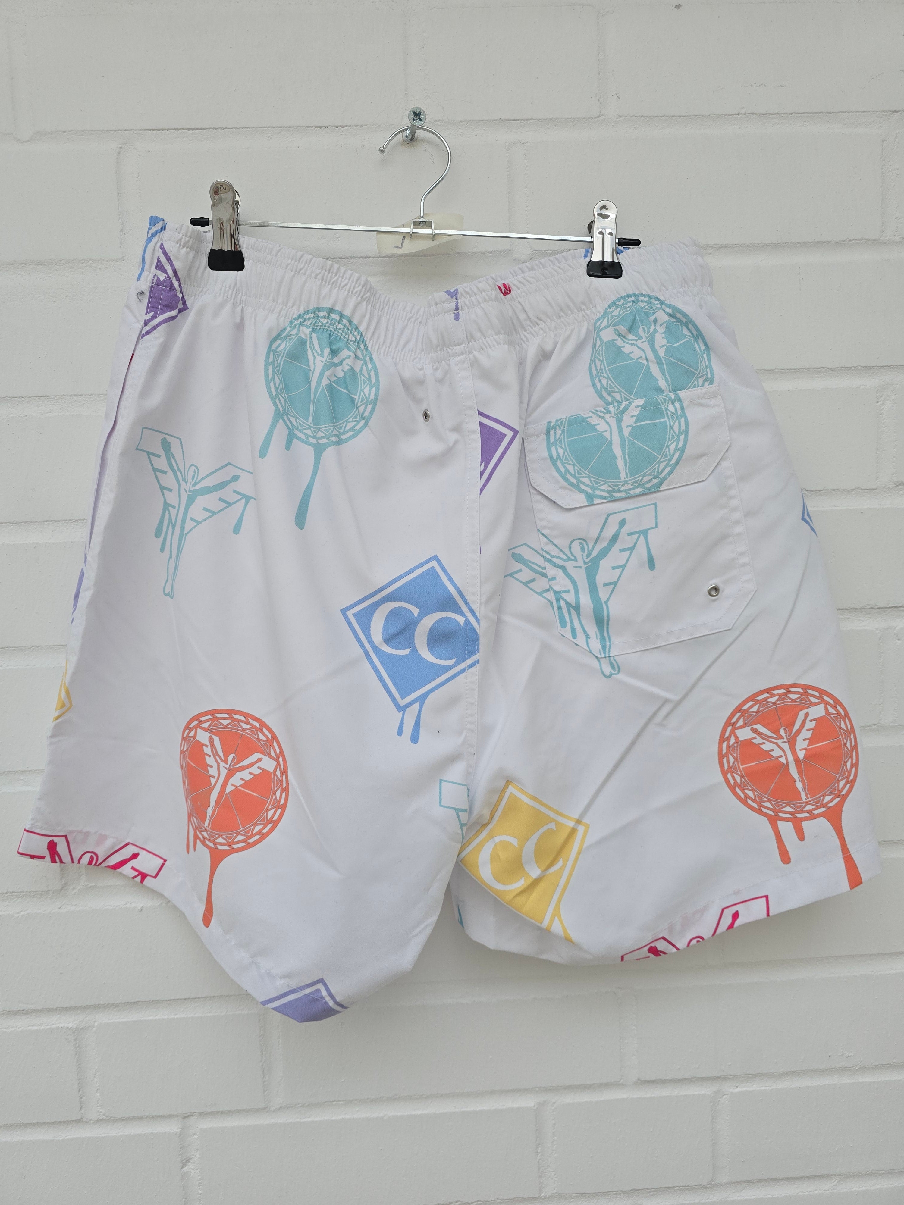 (Stange2) Carlo Colucci Badehose Nadeshort weiß bunte Muster Gr L