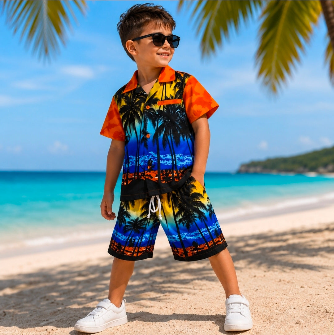 Kinder Sommer Set Hawaii bunt 2 teilig Palmen Sommer Strand