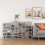 12er Schuhboxen Kunststoff transparent faltbar Set Schuh Organizer Aufbewahrung