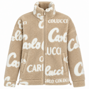 Carlo Colucci Teddyjacke schwarz cremeweiß beige rosa hell blau  Jacke Reißverschluss Schrift