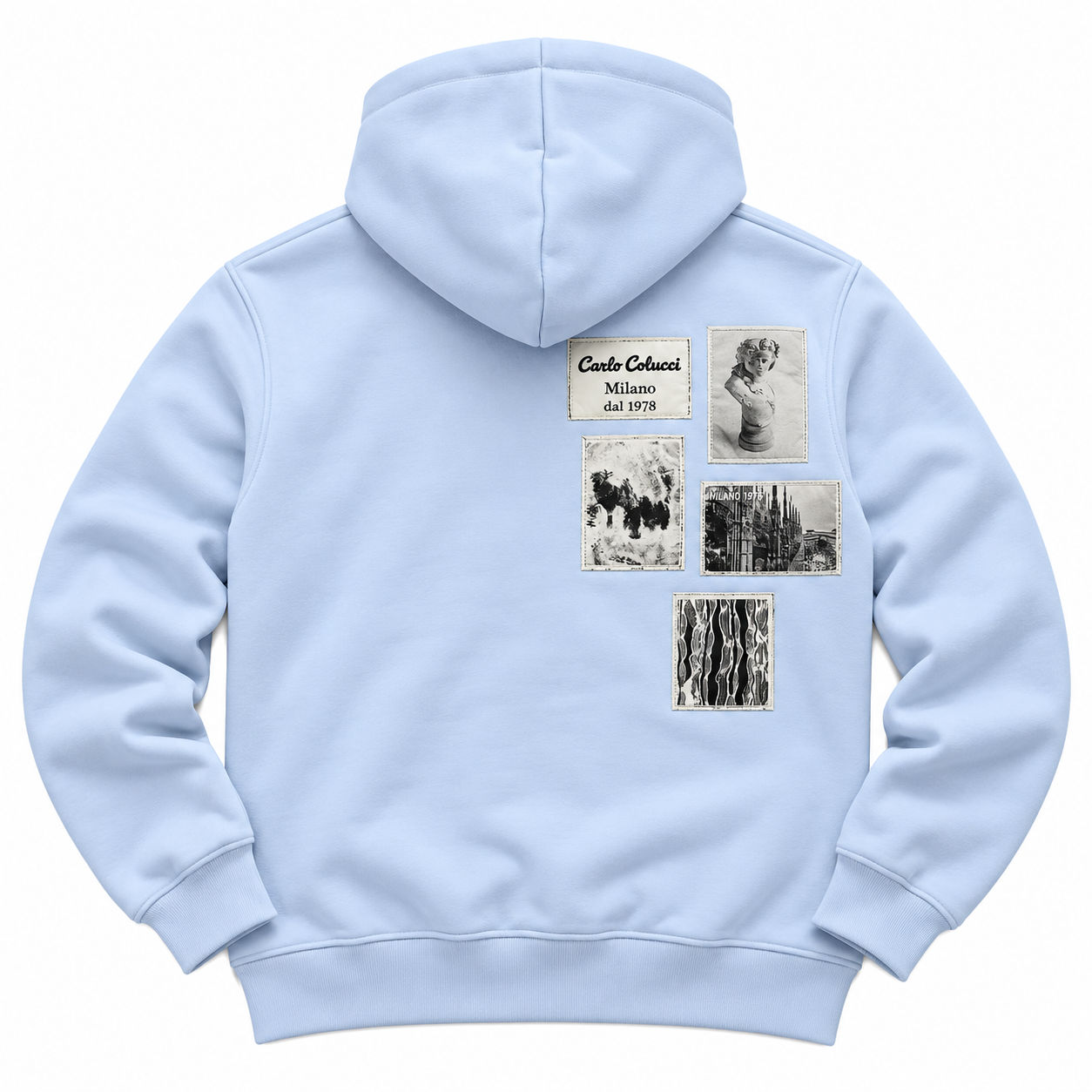 Carlo Colucci Hoodie Sweatshirt babyblau schwarz hellblau C6211 C7021