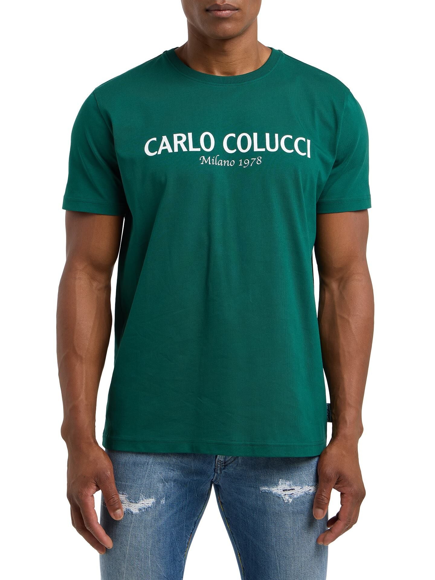 (49) Carlo Colucci TShirt dunkelgrün C440 40