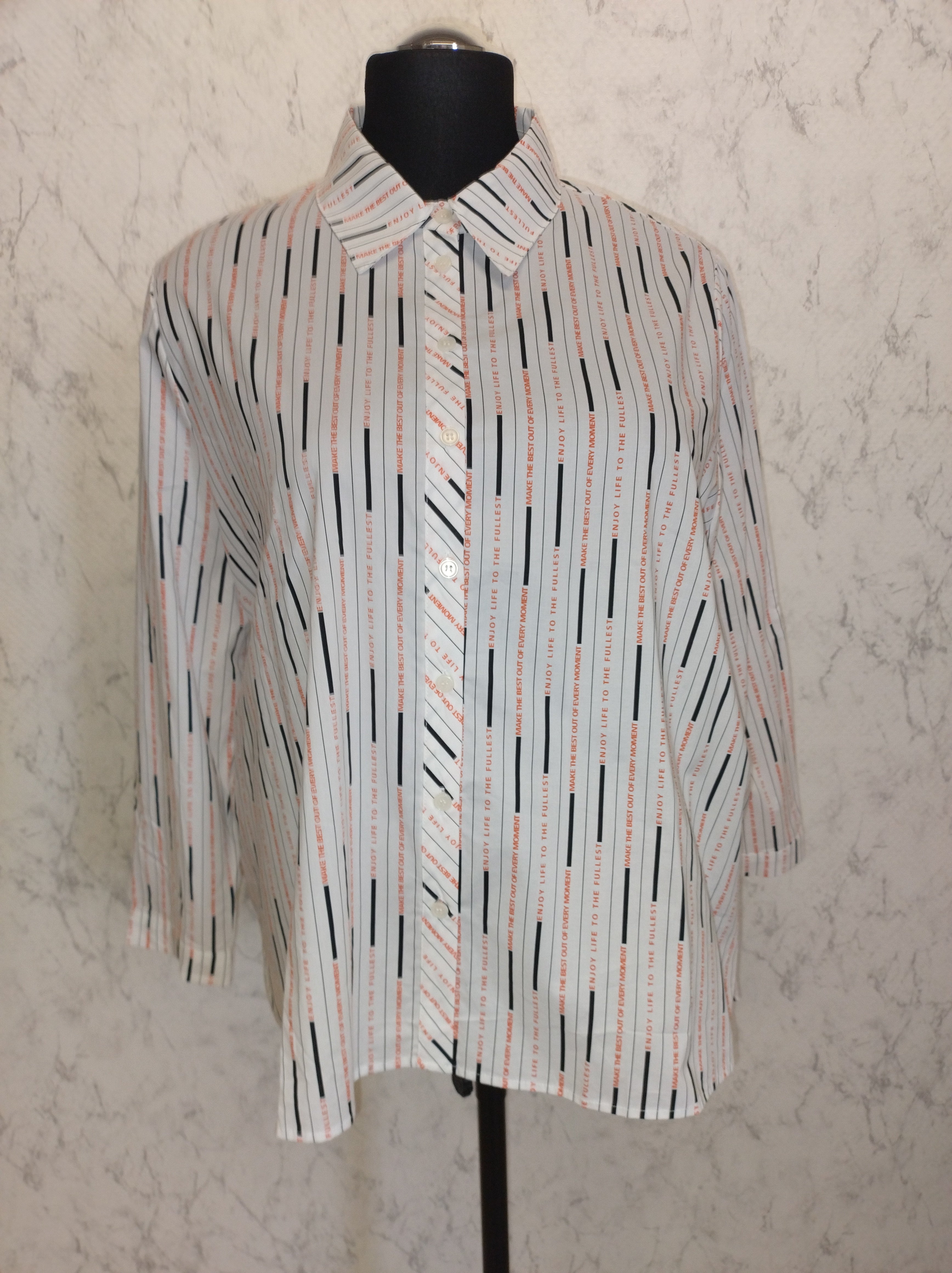 (U8) Ulla Popken Bluse weiß Schrift 781787 200