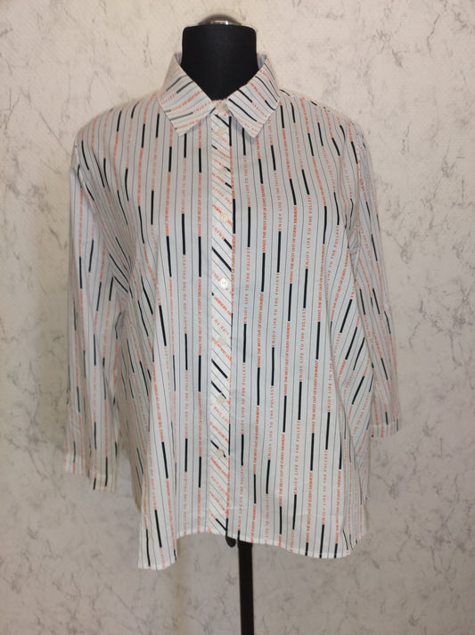 (U8) Ulla Popken Bluse weiß Schrift 781787 200