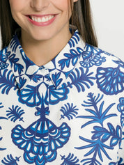 (U31) ULLA POPKEN Bluse weiß blau blumig 809452 200
