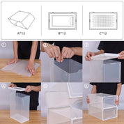 12er Schuhboxen Kunststoff transparent faltbar Set Schuh Organizer Aufbewahrung