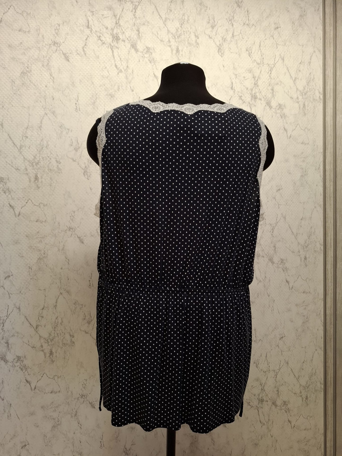 (U4) Ulla Popken Kimono top gepunktet schwarz 793026 130