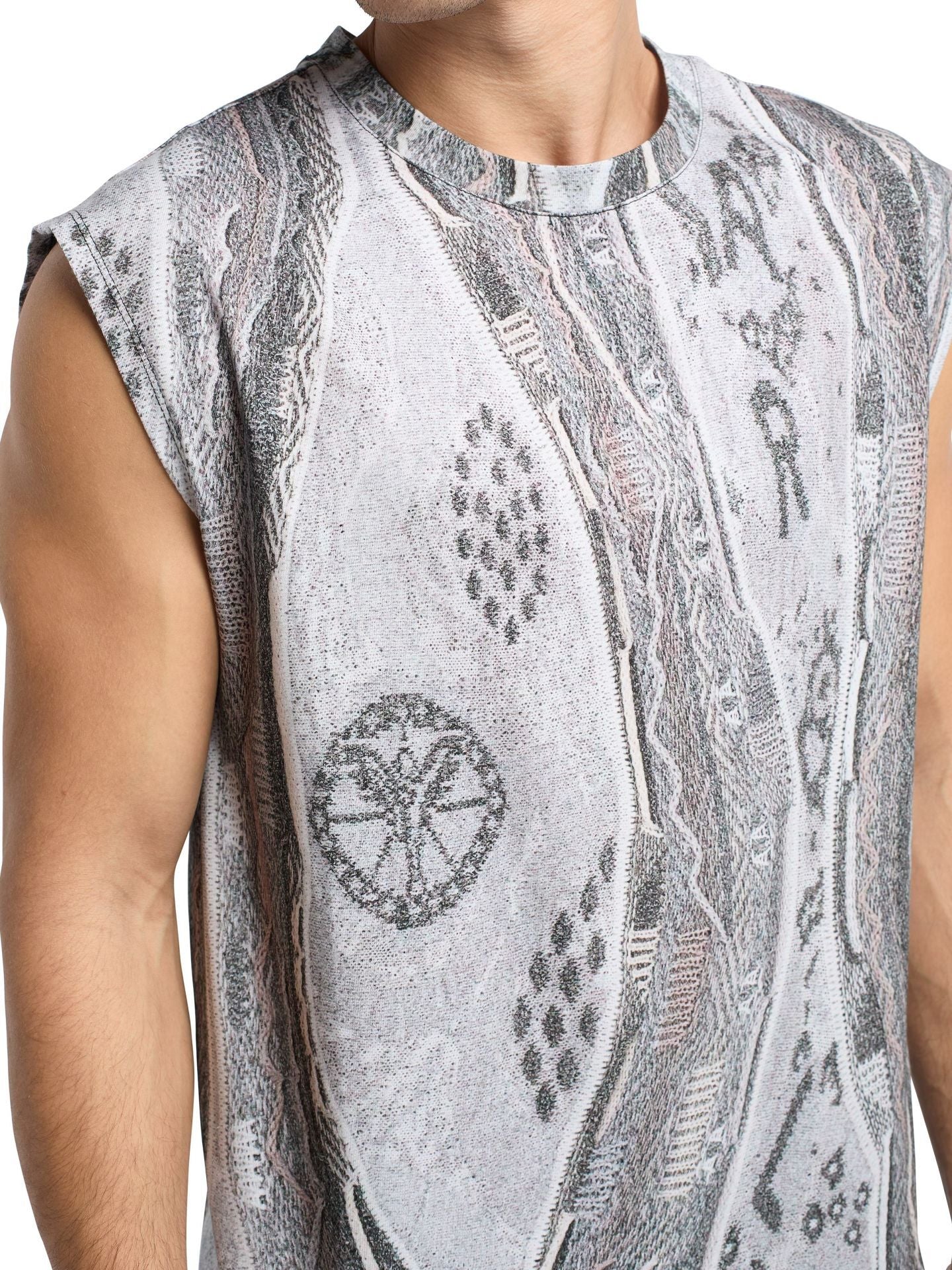 (121) Carlo Colucci Tanktop grau muster