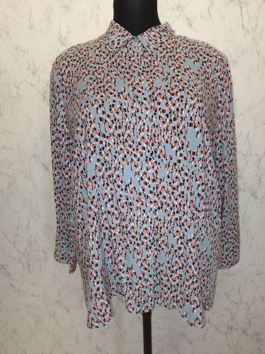(U8) Ulla Popken Bluse grau mit Muster 749691 75