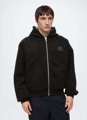 Original Carlo Colucci Teddy Wendejacke  schwarz weiß Jacke Reißverschluss Schrift.