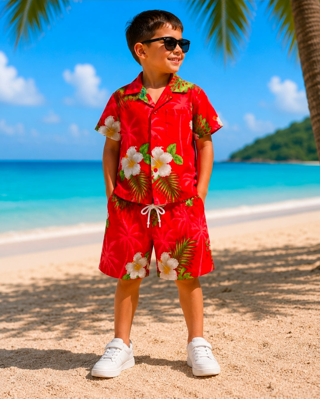 Kinder Sommer Set Hawaii bunt 2 teilig Palmen Sommer Strand