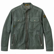 PME Legend Echtleder Jacke Lederjacke schwarz grau grün