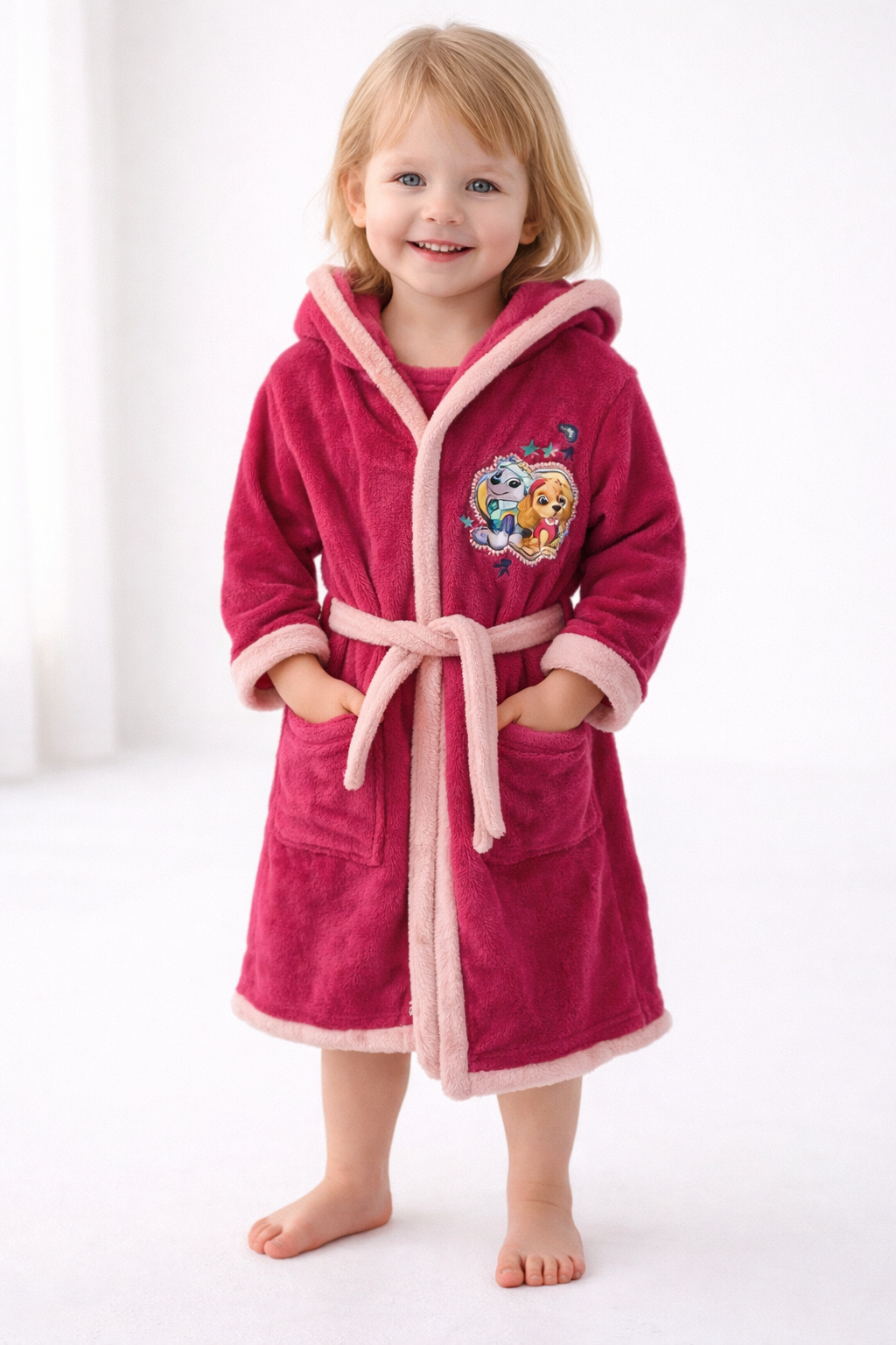 "Paw Patrol" Bademantel Original Nickelodeon Mädchen Flauschig pink "Sky und Everest"