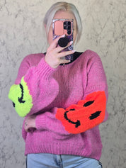 Smiley Pullover pink Kuschelpullover dick