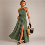 Sommerkleid schulterfrei Lang schwarz beige navyblau khaki