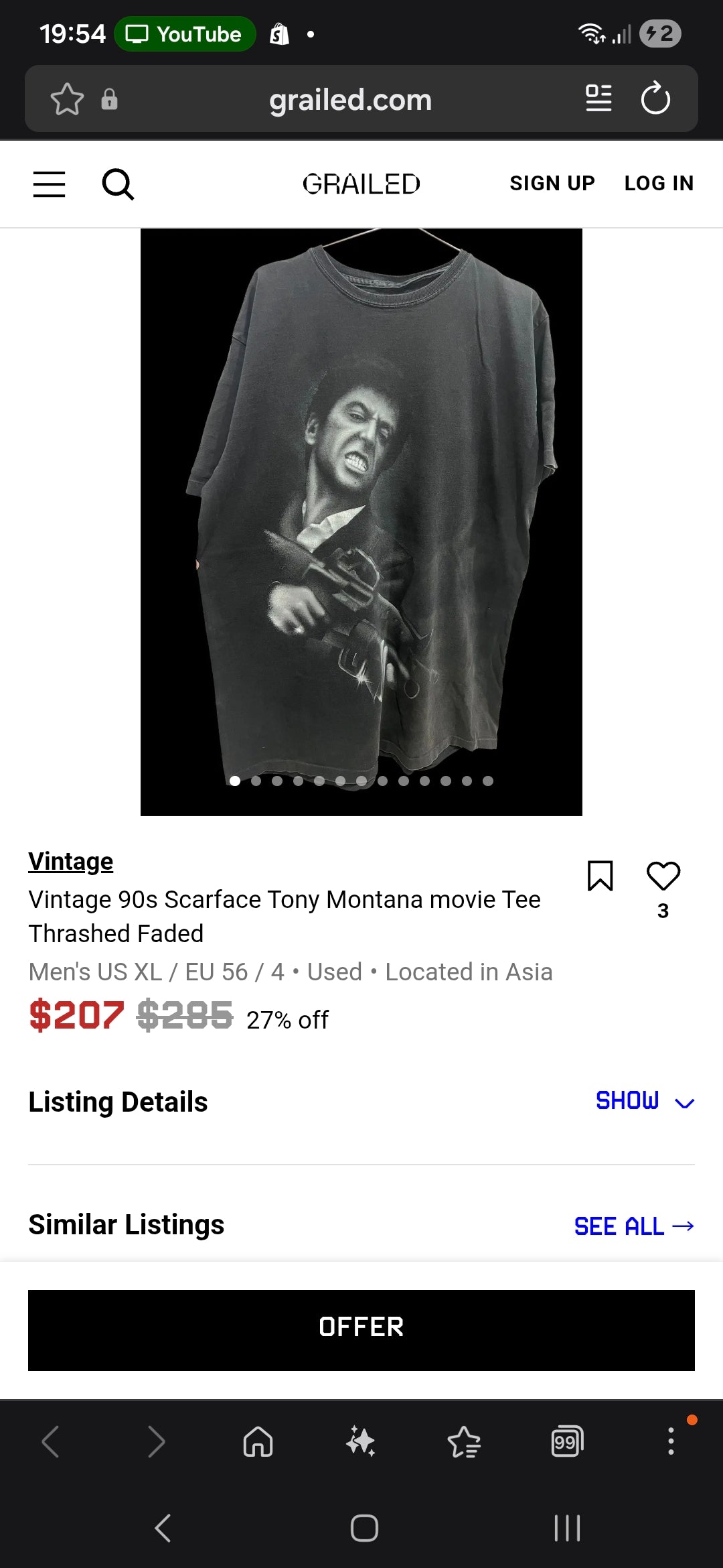 Vintage Scarface Colthing CO. Tshirt 1990s