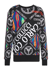Carlo Colucci Sweatshirt Pullover schwarz bunt -11-