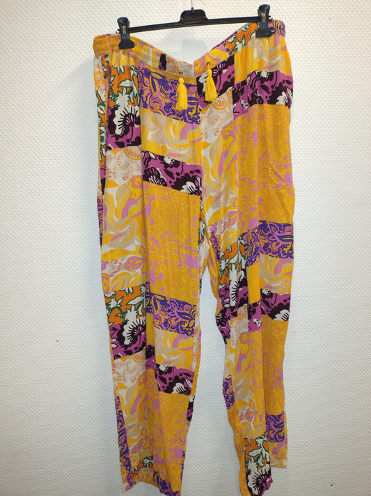 (U2) Ulla Popken Hose Gelb/Pink 809564 808