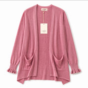 Glitzer Cardigan lang Rüschen Ärmel