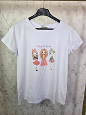 (43) Tshirt Damen weiß Freundinnen "I love my friends"