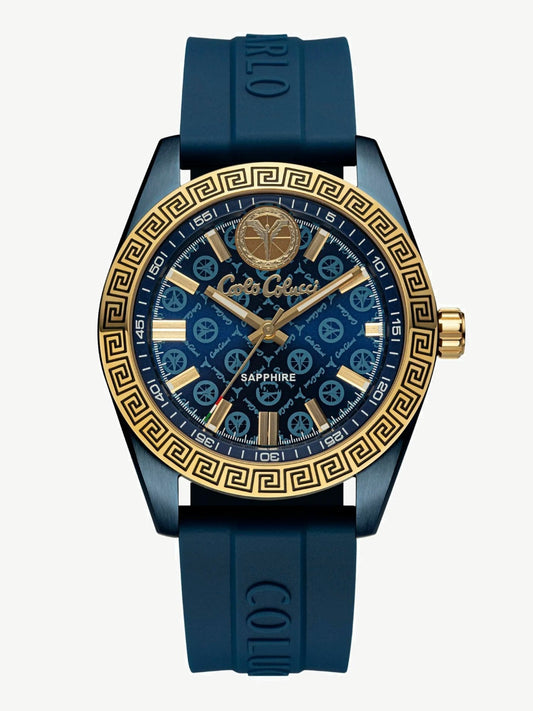 Nr10 Carlo Colucci Armbanduhr navyblau gold Silikonarmband Automatik + 2 Jahre Herstellergarantie
