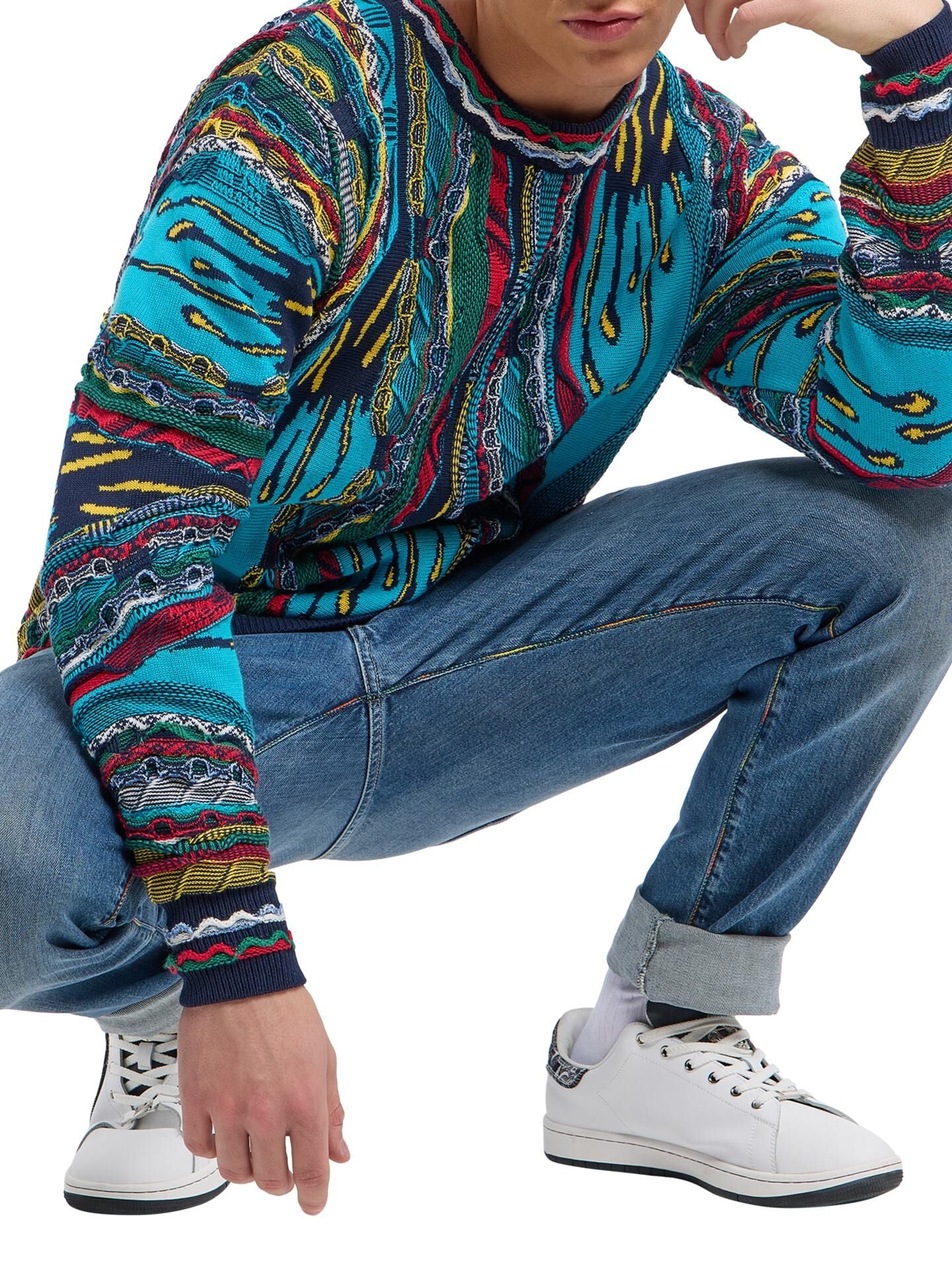 (158) Carlo Colucci 3D Strickpullover Pullover bunt C12508 COL 171