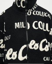 Carlo Colucci Teddyjacke schwarz cremeweiß Jacke Reißverschluss Schrift