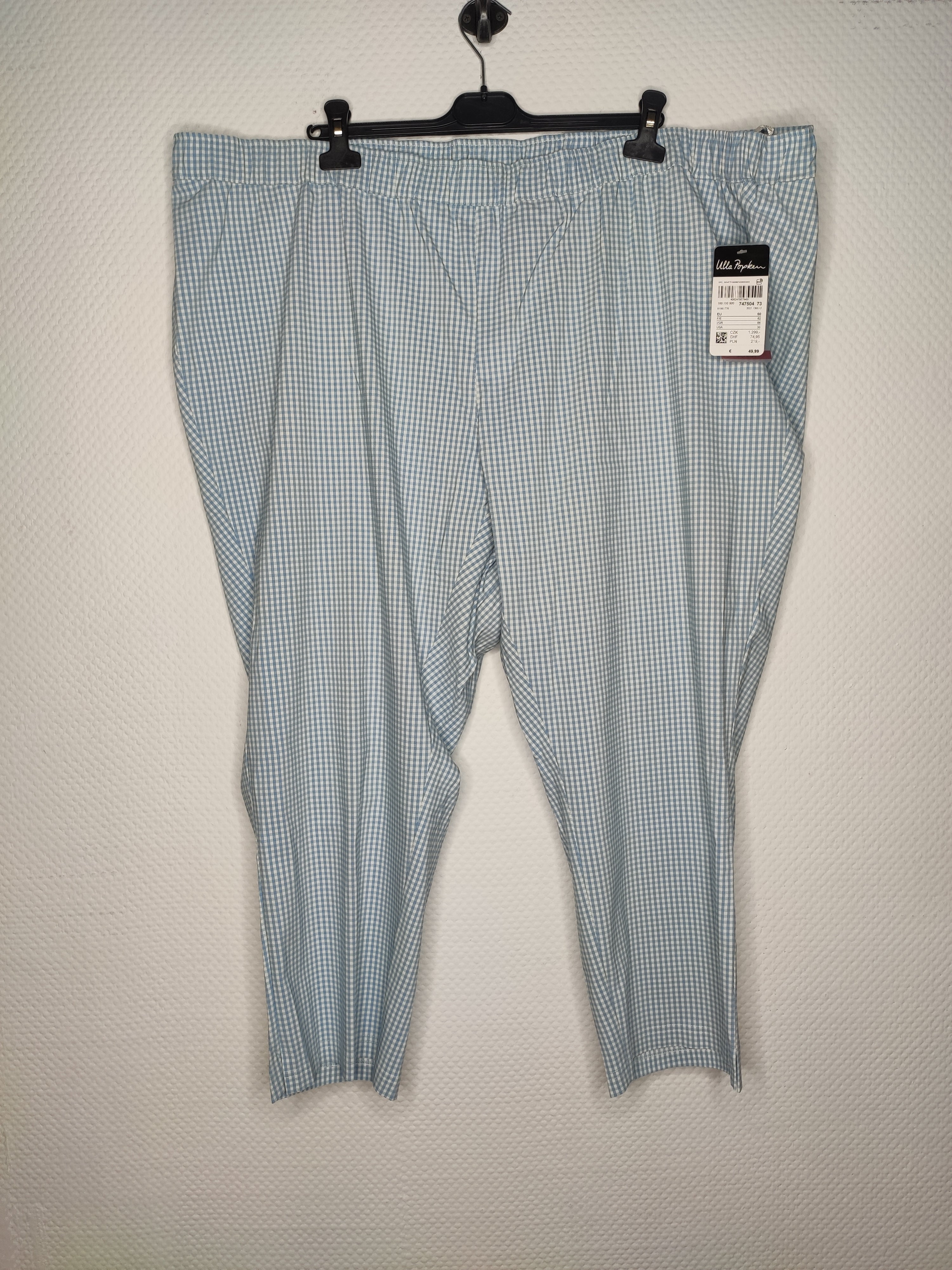(U16) Ulla Popken Hose kariert blau/weiß 747504 73