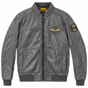 PME Legend Echtleder Jacke Lederjacke schwarz grau grün