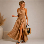 Sommerkleid schulterfrei Lang schwarz beige navyblau khaki