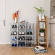 12er Schuhboxen Kunststoff transparent faltbar Set Schuh Organizer Aufbewahrung