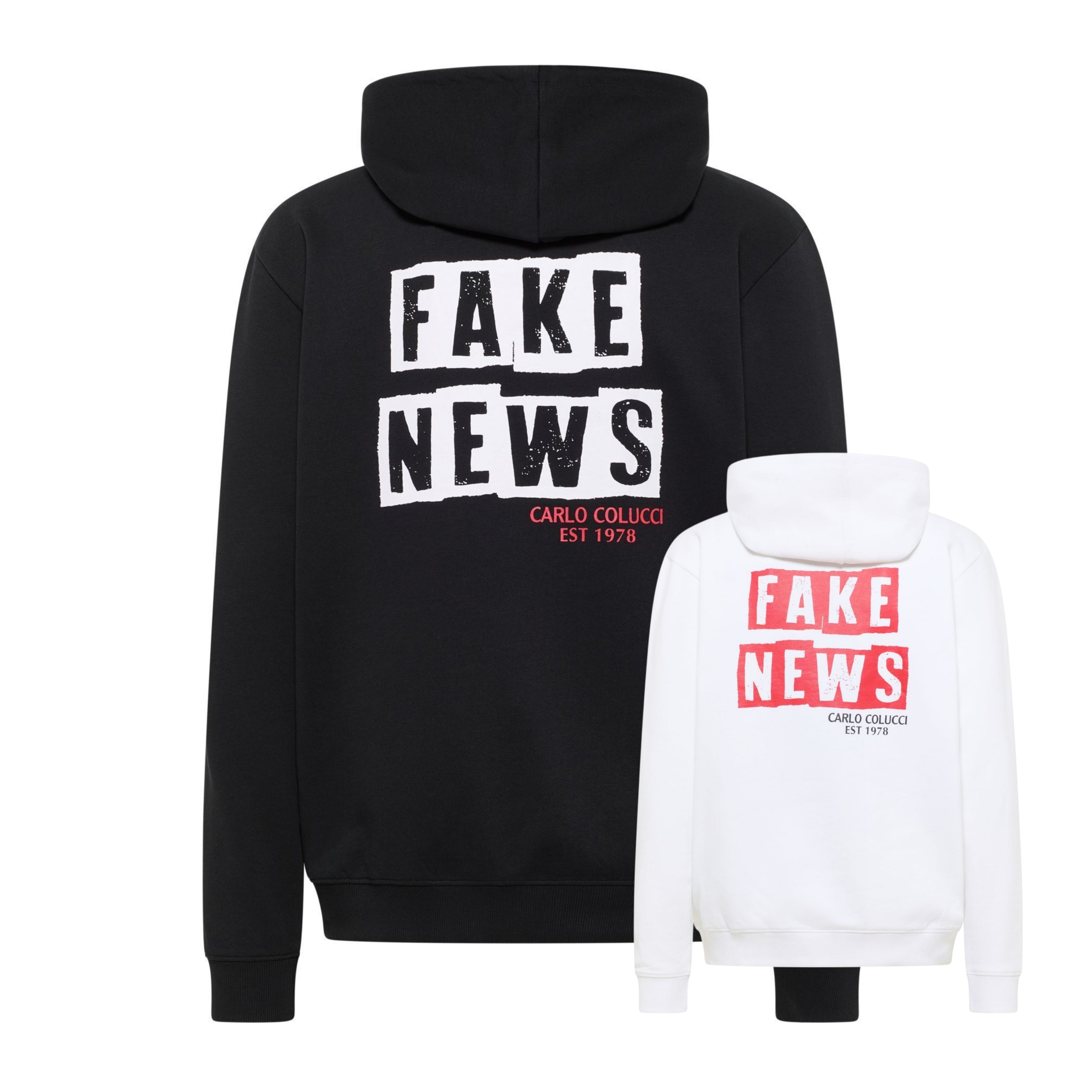 Carlo Colucci Fake News Hoodie schwarz weiß C4227 -114-