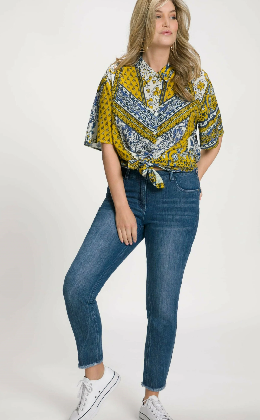 (U9) Ulla popken Bluse Gelb/blau 809399 200