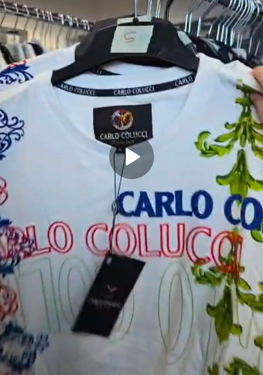 Nr. 5 Carlo Colucci Tshirt weiß muster XL uvp 99,95€