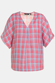 (U28) Ulla Popken Bluse kariert Rot/Blau 807267 527