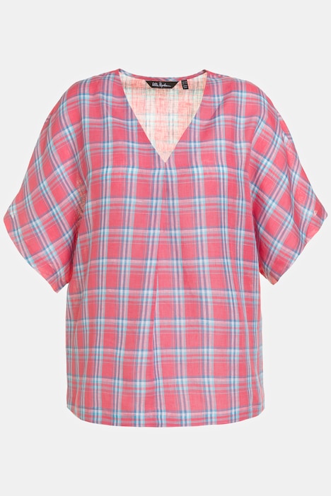 (U28) Ulla Popken Bluse kariert Rot/Blau 807267 527