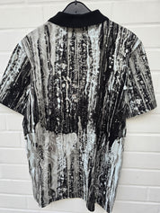 Carlo Colucci Poloshirt schwarz weiß muster Gr L