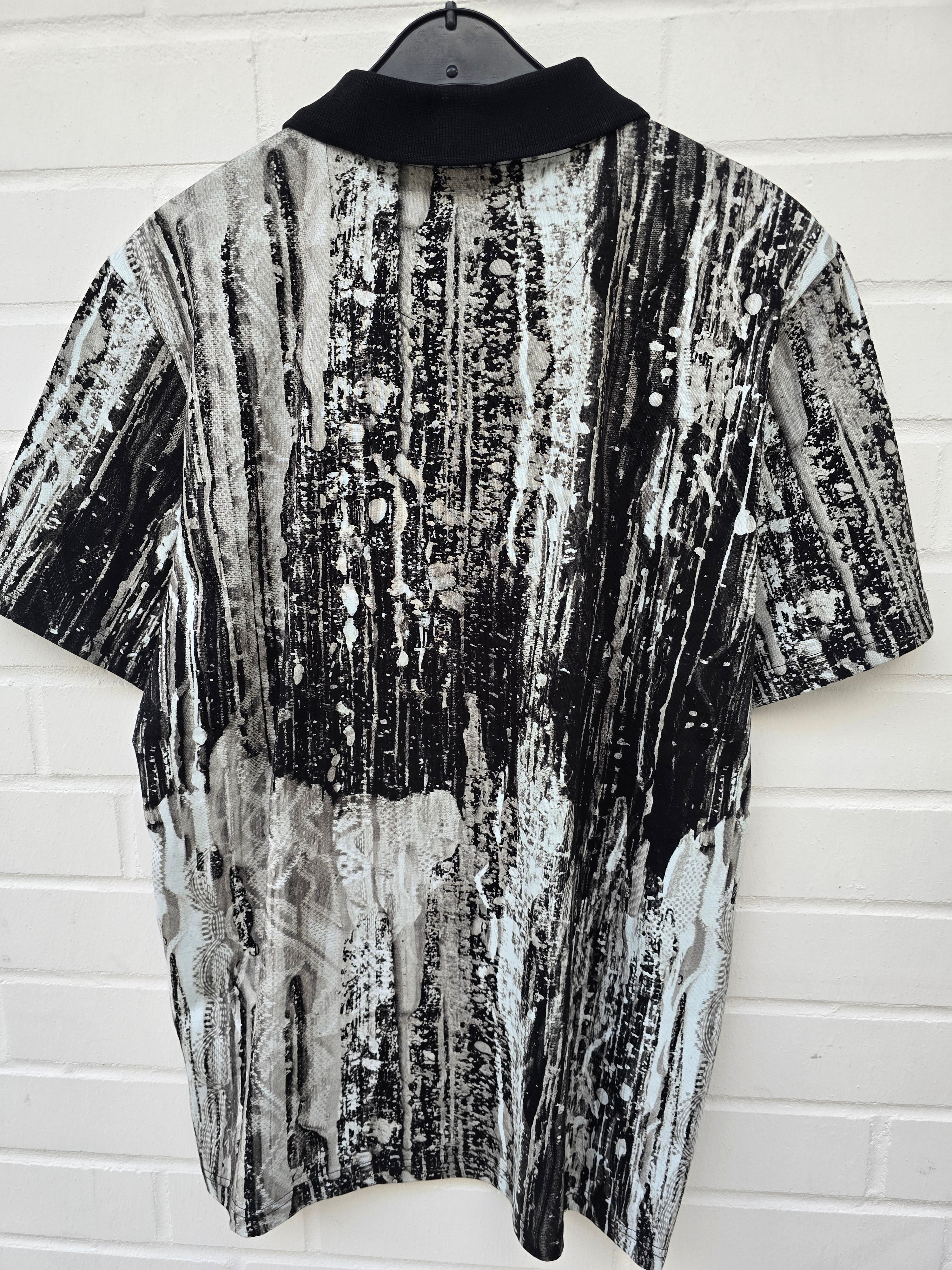 Carlo Colucci Poloshirt schwarz weiß muster Gr L