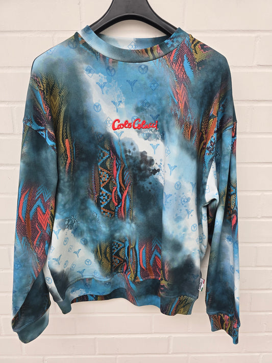 (Stange1) Carlo Colucci Sweatshirt Pullover blau muster Gr L-XL