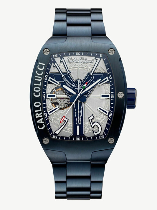 Nr23 Carlo Colucci Armbanduhr navyblau Metallarmband CC101-2 Hersteller Garantie 2 Jahre